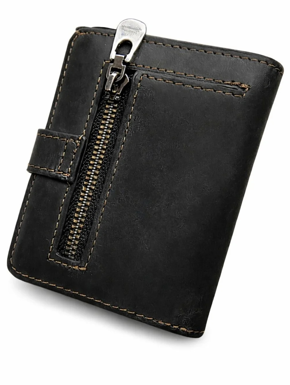 Classic Black Leather Key & Card Holder with Snap Strap